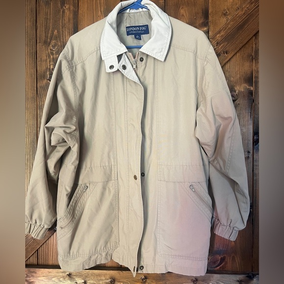 Women’s London Fog Limited Tan Lightweight Rain Jacket Petite Large - Picture 2 of 7